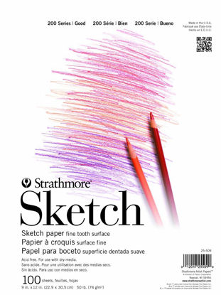 Picture of Strathmore 200 Series Sketchbook, Tape Bound Pad, 5.5x8.5 inches, 100 Sheets, White (50lb/74g)  - Artist Paper for Adults and Students - Graphite, Charcoal, Pencil, Colored Pencil