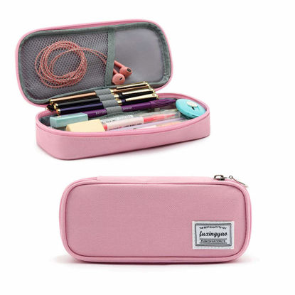 Picture of FUXINGYAO Pencil Case, Multi- Slot Pencil Pouch, Portable Pencil Bag, Pen Case for& Office(pink)