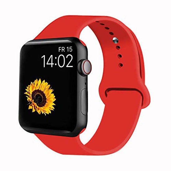 Picture of VATI Sport Band Compatible for Watch Band 38mm 40mm, Soft Silicone Sport Strap Replacement Bands Compatible with Watch Series 5/4/3/2/1, 38MM 40MM M/L (Red)