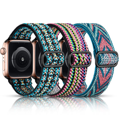 Picture of DaQin Compatible with Apple Watch Band 45mm 44mm 49mm 42mm 41mm 40mm 38mm Women Men, Stretchy Nylon Solo Loop Band Braided Sport Replacement Band for Apple Watch Ultra iWatch SE Series 8 7 6 5 4 3 2 1