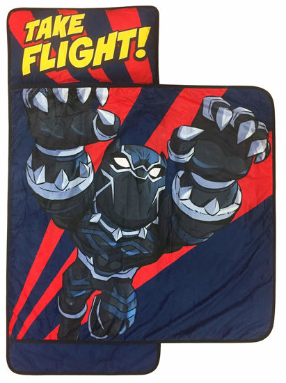 Picture of Jay Franco Marvel Super Hero Adventures Panther Leap Nap Mat - Built-in Pillow and Blanket Features Black Pather - Super Soft Microfiber Kids'/Toddler/Children's Bedding, Ages 3-5