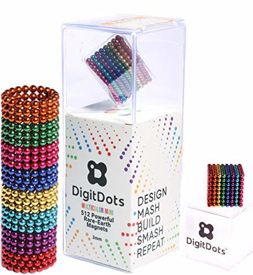 Picture of Brainspark DigitDots 512 Multi Color 3mm Mini Magnetic Balls 8 Colors The Original Fidget Toys Rare Earth Magnets Desk Toys Desk Games Magnet Toys Stress Relief Toys Building Beads