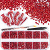 Picture of 3600pcs Round Glass Red Rhinestones 6 Sizes Flatback Crystal Gem Jewel Decoration for Nail Art, Tweezer and Pickup Pen included