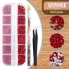 Picture of 3600pcs Round Glass Red Rhinestones 6 Sizes Flatback Crystal Gem Jewel Decoration for Nail Art, Tweezer and Pickup Pen included