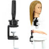 Picture of Wig Head Stands Mannequin Head Stand Cosmetology Manikin Training Head Stand Holding Holder Clamp Stands Black C-Clamp Holder Practice Hand Stand Adjustable Rotary Desk Table Clamp Holder (1 PCS)