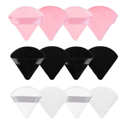 Picture of Sibba 12 Pieces Powder Puffs Triangle Cosmetic Powder Puff Washable Reusable Soft Plush Powder Sponge Makeup Foundation Sponge for Face Body Loose Powder Wet Dry Makeup Tool