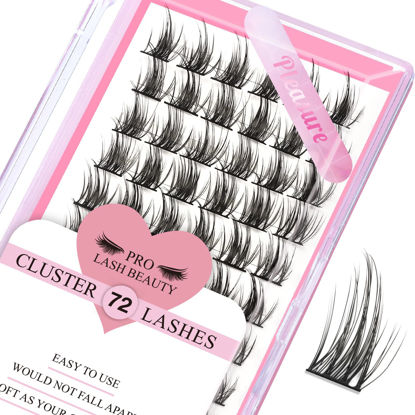 Picture of Lash Clusters, 72 Pcs Individual Cluster Lashes DIY Lash Extension 8-16mm Eyelash Clusters Volume Wispy Lashes Super Thin Band Reusable Soft & Comfortable（Pleasure,D-16）