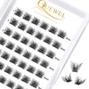 Picture of Cluster Lashes 72 Pcs Wide Stem Individual Lashes C/D Curl 8-16mm Length DIY Eyelash Extension False Eyelashes Soft for Personal Makeup Use at Home (Fluffy-C-8)