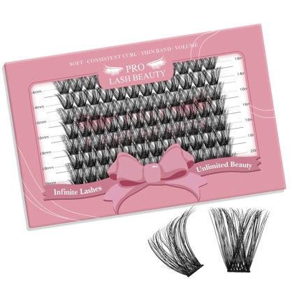 Picture of Lash Clusters, 96 Pcs Individual Cluster Lashes DIY Lash Extension Eyelash Clusters Volume Wispy Lashes Super Thin Band Reusable Soft & Comfortable(Into You-01-D-18 mm)