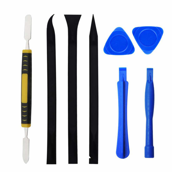 Picture of 8 Pieces Metal & Plastic Spudger Set Pry Stick Opening Tool with Triangle Picks Opener for iPhone iPad MacBook Laptop Computer Repair