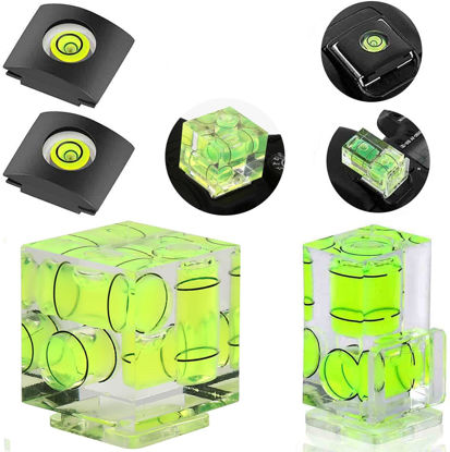 Picture of Camera Level Hot Shoe Level, Hot Shoe Bubble Level Camera Hot Shoe Cover 3 Axis 2 Axis 1Axis Bubble Spirit Level Compatible with Nikon, Olympus, Pentax Digital and Film Cameras-4 Packs