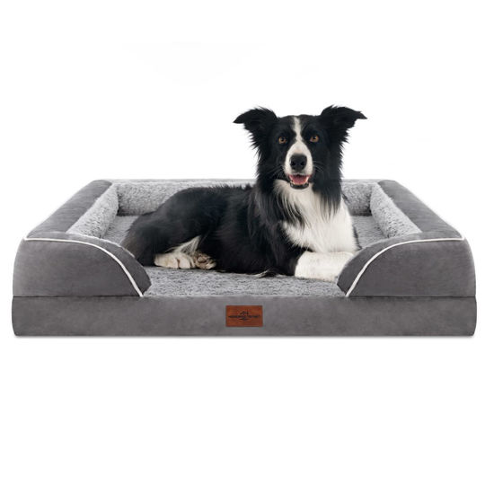 GetUSCart Comfort Expression Waterproof Orthopedic Dog Bed Foam Dog Couch Dog Beds for Large Dogs Durable Dog Sofa The Comfy Pet Bed Washable Removable Cover with Zipper Non Slip Bottom Bolster Large...