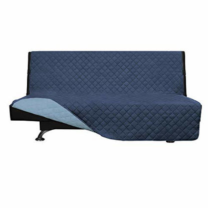 Picture of Easy-Going Futon Sofa Slipcover Reversible Sofa Cover Armless Futon Cover Furniture Protector Couch Cover Water Resistant Pets Kids Children Dog Cat (Futon, Dark Blue/Light Blue)