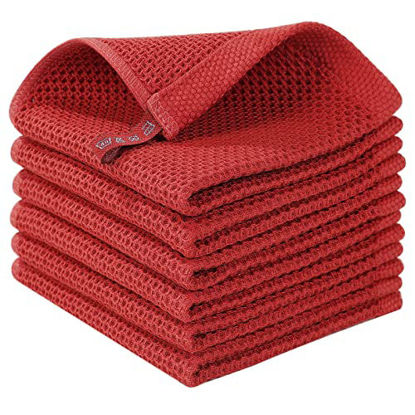 Homaxy 100% Cotton Kitchen Towel Waffle Weave Check Towel Absorbent  Dishcloth Super Soft Kitchen Cloths Household Scouring Pad