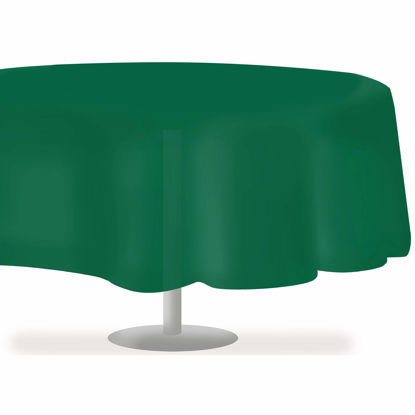 Picture of Dark Green Standard Disposable Plastic Party Tablecloth [12-Pack] 84" Round Table Cover For Indoor & Outdoor Use By Zimpleware