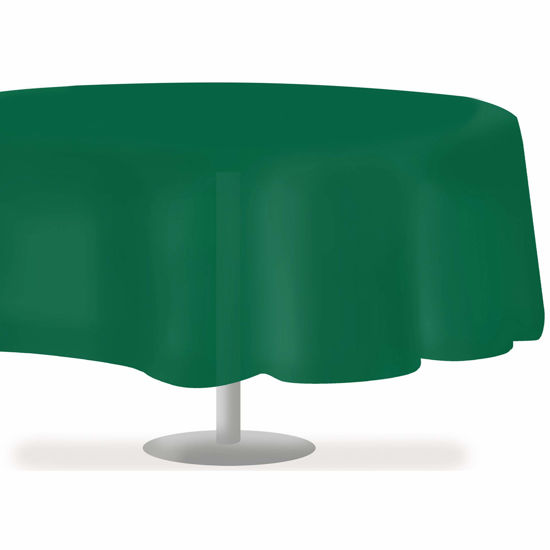 Picture of Dark Green Standard Disposable Plastic Party Tablecloth [12-Pack] 84" Round Table Cover For Indoor & Outdoor Use By Zimpleware