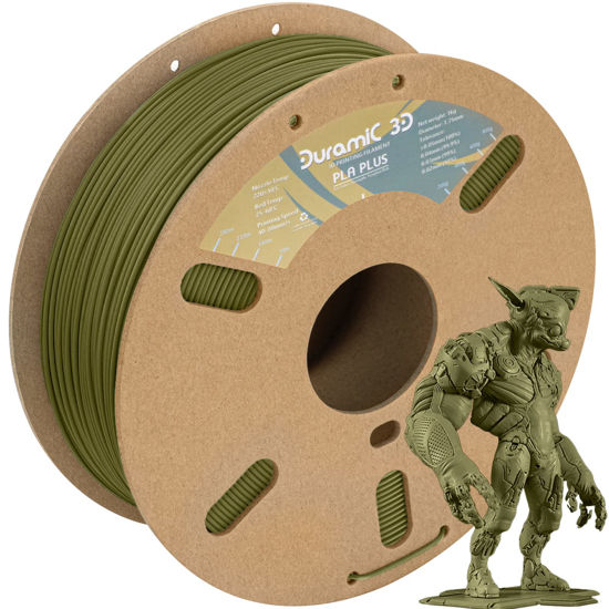 Picture of DURAMIC 3D PLA Plus (PLA+) Filament 1.75mm Army Green, 1kg Per Spool, 3D Printer Filament Tough PLA Pro Cardboard Spool 3D Printing Filament PLA + Dimensional Accuracy 99% +/- 0.03 mm