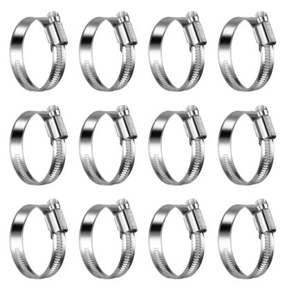 Picture of STEELSOFT Heavy Duty High Pressure 1-1/2"Hose Clamp Size#24, 32-50mm Adjustable Worm Gear Drive Stainless Steel Automotive Radiator Hose Clamps 1-1/2 inch 1.5 inch, 12 Pack