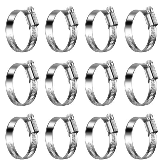 Picture of STEELSOFT Heavy Duty High Pressure 1-1/2"Hose Clamp Size#24, 32-50mm Adjustable Worm Gear Drive Stainless Steel Automotive Radiator Hose Clamps 1-1/2 inch 1.5 inch, 12 Pack