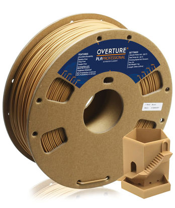 Picture of OVERTURE PLA Plus (PLA+) Filament 1.75mm PLA Professional Toughness Enhanced PLA Roll, Cardboard Spool, Premium PLA 1kg(2.2lbs), Dimensional Accuracy 99% Probability +/- 0.03mm (Brown)