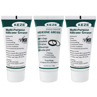 Picture of KEZE Silicone Grease Waterproof Food Grade Silicone Sealant Lubricant for Plumbers Valve Faucet O Rings 1 oz 3-Pack