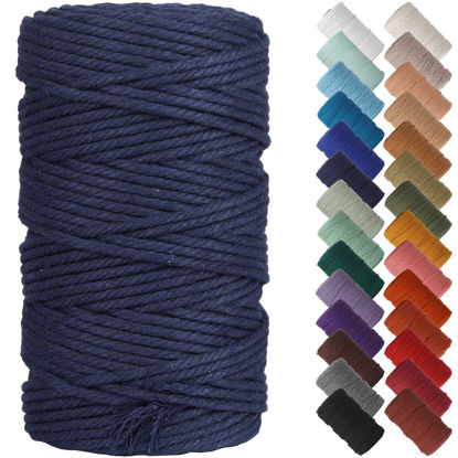 Picture of NOANTA Dark Blue Macrame Cord 4mm x 109yards, Colored Macrame Rope, Cotton Cord Macrame Yarn, Colorful Cotton Craft Cord for Wall Hanging, Plant Hangers, Crafts, Knitting