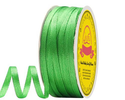 Picture of LEEQE Double Face Green Satin Ribbon 1/8 inch X 100 Yards Polyester Green Ribbon for Gift Wrapping Very Suitable for Weddings Party Invitation Decorations and More