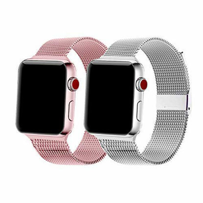 Picture of SexHope Compatible for Apple Watch Band 38mm 42mm 40mm 44mm Series 5 4 3 2 1 (Rose Gold+Silver, 38mm/40mm)