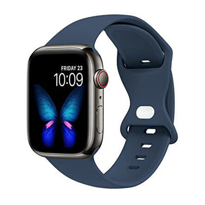 Picture of Tighesen Sport Bands Compatible with Apple Watch Band 38mm 40mm 41mm 42mm 44mm 45mm 49mm S/M M/L for Women/Men Waterproof Soft Silicone Replacement Strap Accessories for iWatch Ultra SE Series 8/7/6/5/4/3/2/1(Abyss Blue, 38/40/41mm S/M)