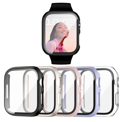 Picture of 5 Pack Case for Apple Watch Series 3 2 1 38mm with Tempered Glass Screen Protector, Haojavo Full Hard Ultra-Thin Scratch Resistant Bumper Protective Cover for iWatch 38mm Accessories(5 Colors)