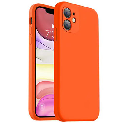 Picture of Vooii Compatible with iPhone 11 Case, Upgraded Liquid Silicone with [Square Edges] [Camera Protection] [Soft Anti-Scratch Microfiber Lining] Phone Case for iPhone 11 6.1 inch - Neon Orange