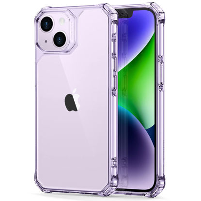 Picture of ESR for iPhone 13 Case/iPhone 14 Case, Military-Grade Protection, Shockproof Air-Guard Corners, Yellowing-Resistant Acrylic Back, Phone Case for iPhone 14/iPhone 13, Air Armor Series, Clear Purple
