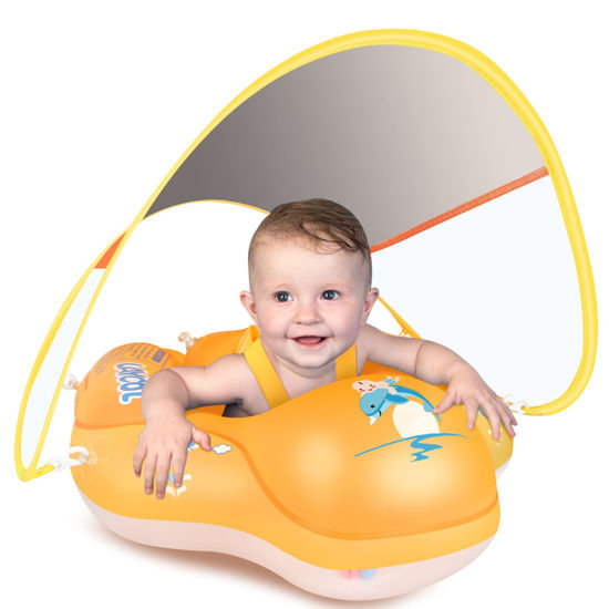 Picture of LAYCOL Baby Swimming Float Inflatable Baby Pool Float Ring Newest with Sun Protection Canopy,add Tail no flip Over for Age of 3-36 Months