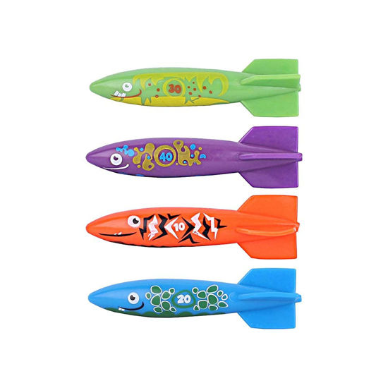 Picture of ZHFUYS Diving Pool Toy Underwater Swimming Throwing Diving Torpedo Shark,4 Pack