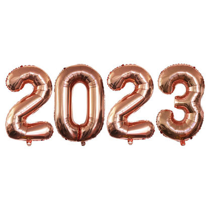 Picture of GOER 2023 Foil Number Balloons for 2023 New Year Eve Festival Party Supplies Graduation Decorations (Champagne Gold,32 Inch)