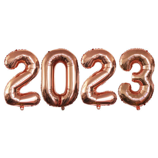 Picture of GOER 2023 Foil Number Balloons for 2023 New Year Eve Festival Party Supplies Graduation Decorations (Champagne Gold,32 Inch)