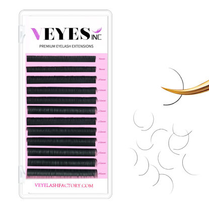 Picture of VEYES INC Eyelash Extension Supplies Classic Volume Lash Extensions Mixed Tray 0.03 D Curl 8-16mm, Premium Mink Silk Individual Lashes Soft Matte Black Salon Use.