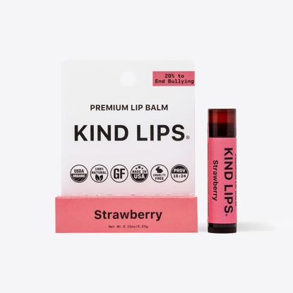 Picture of Kind Lips Lip Balm, Nourishing Soothing Lip Moisturizer for Dry Cracked Chapped Lips, Made in Usa With 100% Natural USDA Organic Ingredients, Strawberry Flavor, Pack of 1