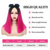 Picture of Quick Wig Ombre Wigs Rose Red Short Straight Synthetic Wigs Middle Part Bob Wig Heat Resistant Cosplay Party Colorful Wigs for Women