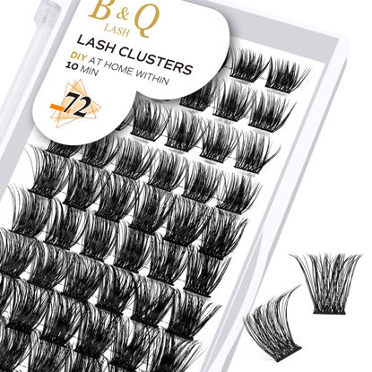 Picture of Lash Clusters D Curl 10mm DIY Lash Extensions 72 Clusters Lashes B&Q LASH Wispy Fluffy Eyelash Clusters Extensions Single Lashes Individual Lashes Cluster DIY at Home (B19,D-10mm)