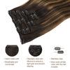 Picture of GOO GOO Hair Extensions Clip in Human Hair Expensive Brunette #T2/30P2 120g 18 Inch Remy Clip in Hair Extensions 7pcs Straight Natural Thick Hair Extensions for Women