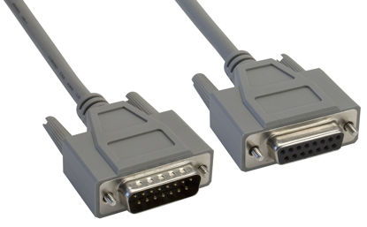 Picture of Amphenol CS-DSSMDB15MF-002.5 15-Pin DB15 D-Sub Cable, Shielded, Male/Female, 2.5', Gray