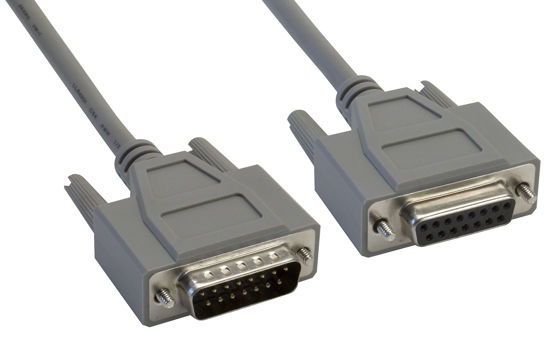 Picture of Amphenol CS-DSSMDB15MF-002.5 15-Pin DB15 D-Sub Cable, Shielded, Male/Female, 2.5', Gray