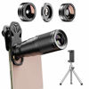 Picture of Cyclotronix Professional Photography Phone Lens Kit 6 in 1, 22X Telephoto Lens, Blue Tooth Remote Control Shutter, 205° Fisheye Lens, 120° Wide Angle Lens & 25X Macro Lens