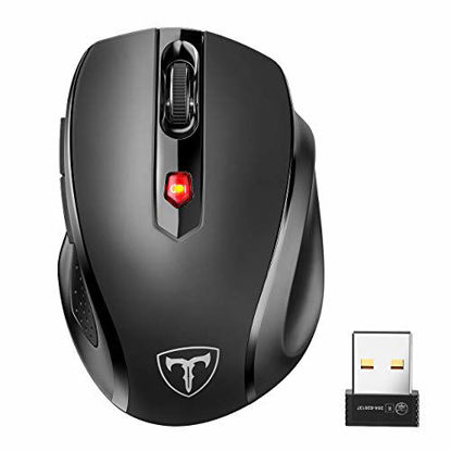 Picture of POLEYN Wireless Mouse for Laptop, Ergonomic Computer Mouse 2.4G with 5 Adjustable DPI Levels, 6 Buttons Cordless Mouse Wireless Mice USB Mouse for Laptop PC Notebook Windows Mac