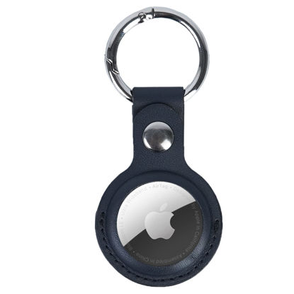 Picture of New Leather Flexible Apple Air Tag Keychain, Air Tag Holder Fully Fitted for Airtag (Black)