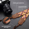 Picture of Camera Strap - 1.5" Cowhide Head Shoulder Neck Strap ,Retro Jacquard Embroidery Multi-pattern camera straps for Cameras and Binoculars,Cute Adjustable Thin Strap for Adults & Kids(Plum Embroidery）