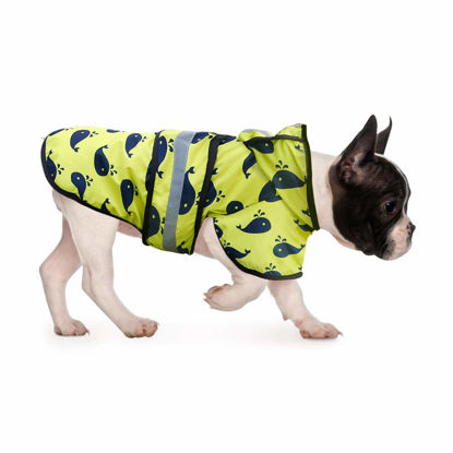 Picture of HDE Dog Raincoat Hooded Slicker Poncho for Small to X-Large Dogs and Puppies (Whales, Small)