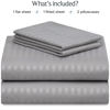 Picture of LuxClub Striped Sheets Set, 4 PC Striped Bed Sheets Set Twin Size for Boys and Girls, Deep Pockets 18" Eco Friendly Wrinkle Free Kids Fitted Sheets Machine Washable Hotel Bedding (Twin, Light Grey)