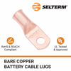 Picture of SELTERM 10pcs 2 AWG - 1/4" Stud - Battery Lugs, Heavy Duty Wire Lugs, Ring Terminals, Battery Cable Ends,2 Gauge Terminals, UL Bare Copper Eyelets Electrical Battery Terminal Connectors